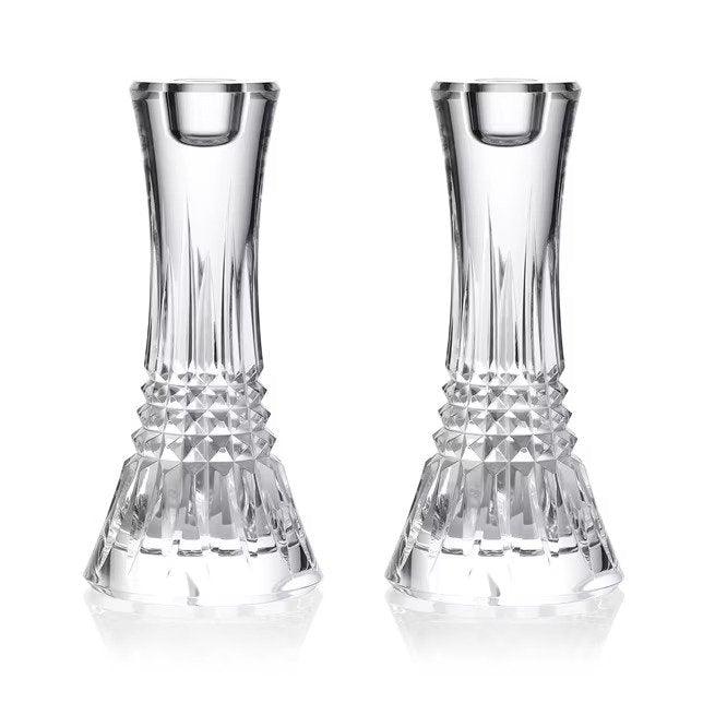Lismore Diamond Candlestick Pair (7") (Waterford Crystal) - Gallery Gifts Online 