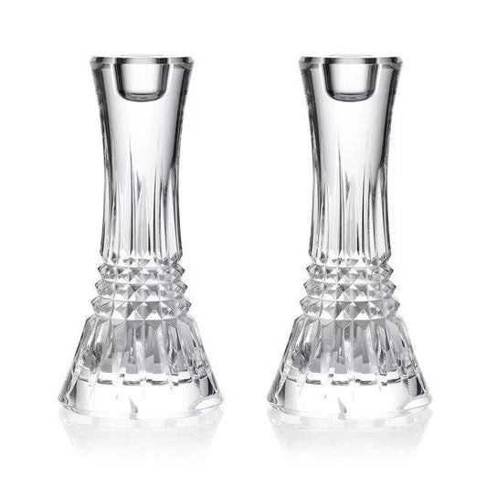 Lismore Diamond Candlestick Pair (7") (Waterford Crystal) - Gallery Gifts Online 
