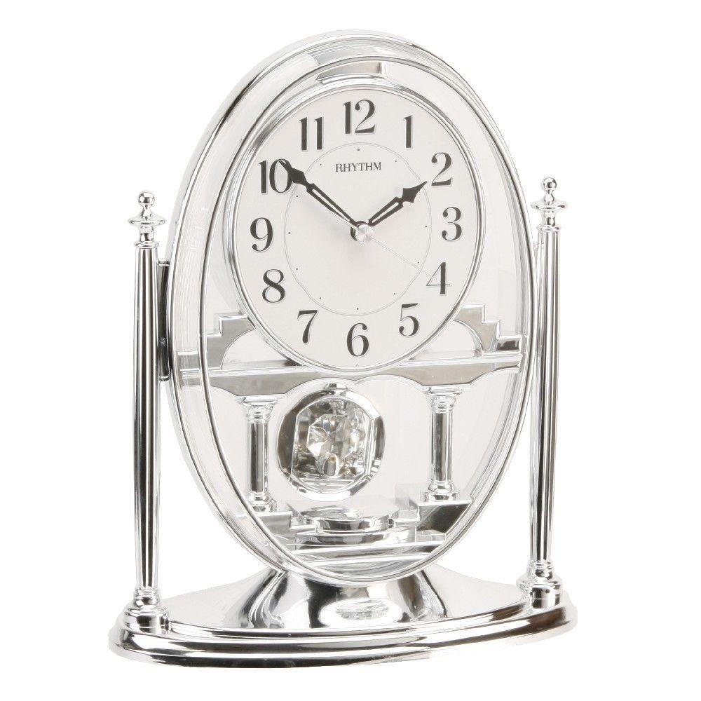 Mantel Pendulum Acrylic Silver - Rhythm Clock (Widdop) - Gallery Gifts Online 