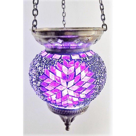 Medium Purple Single Tea Light Holder (Crystal World) - Gallery Gifts Online 