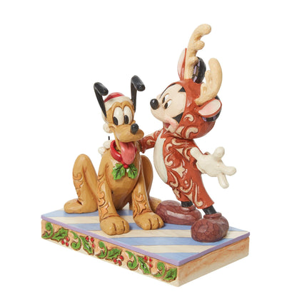 Mickey & Pluto Christmas Figurine - Gallery Gifts Online 
