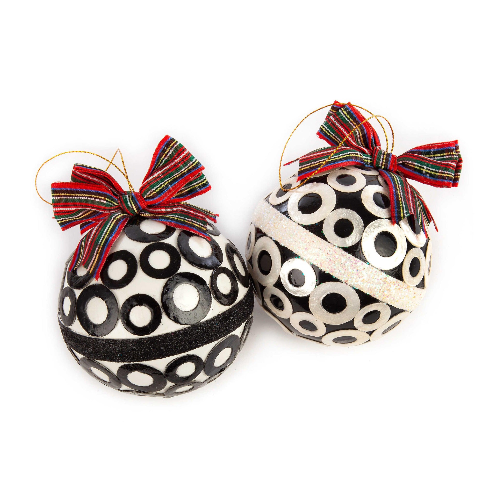 Mod Capiz Ball Ornaments - Set Of 2 (Mackenzie Childs) - Gallery Gifts Online 