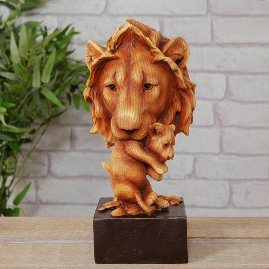 Wood Effect - Lion & Cub - Gallery Gifts Online 