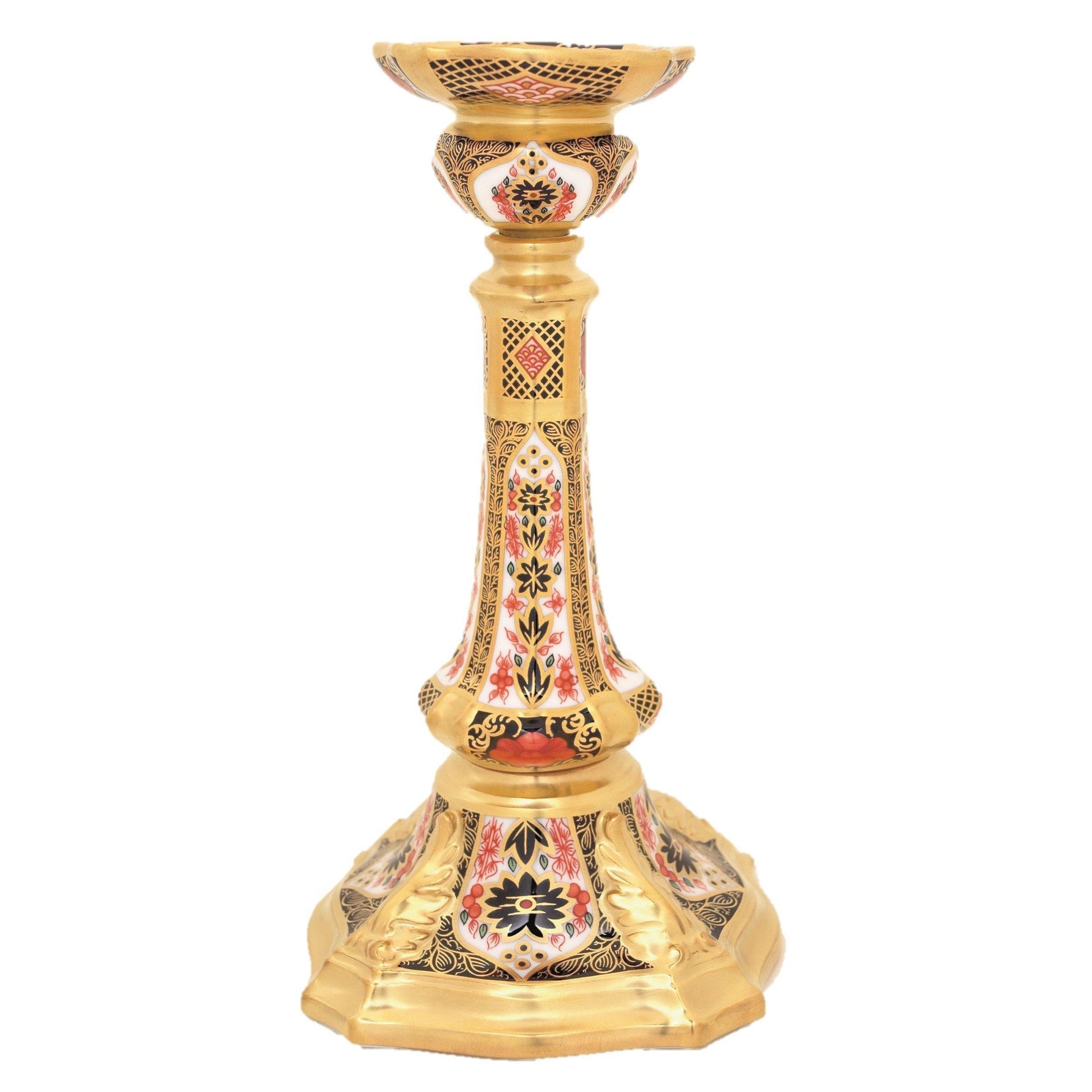 Old Imari Solid Gold Band - Castleton Candlestick (Royal Crown Derby) - Gallery Gifts Online 