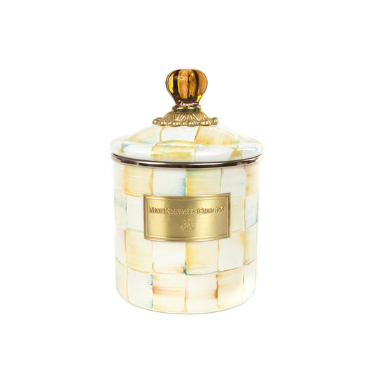 Parchment Check Enamel Canister - Small (Mackenzie Childs) - Gallery Gifts Online 