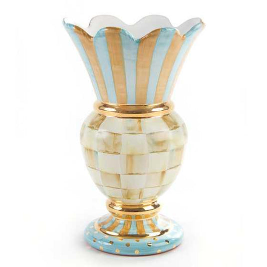 Parchment Check Great Vase (Mackenzie Childs) - Gallery Gifts Online 