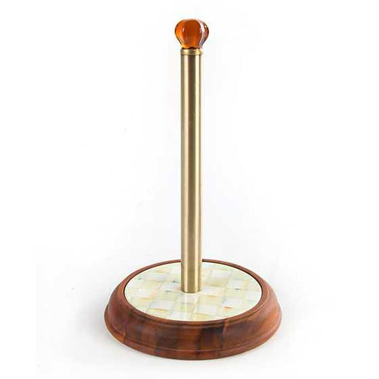 Parchment Check Wood Paper Towel Holder (Mackenzie Childs) - Gallery Gifts Online 