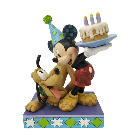 Pluto and Mickey Birthday Figurine (Disney Traditions by Jim Shore) - Gallery Gifts Online 