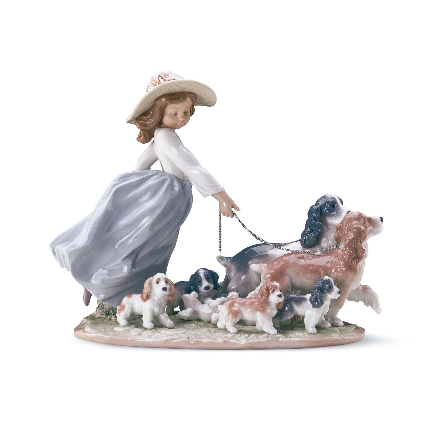 Puppy Parade Girl with Dogs (Lladro) - Gallery Gifts Online 