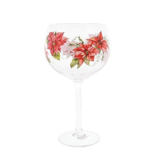 Red Poinsettia Copa Gin Glass (Ginology) - Gallery Gifts Online 