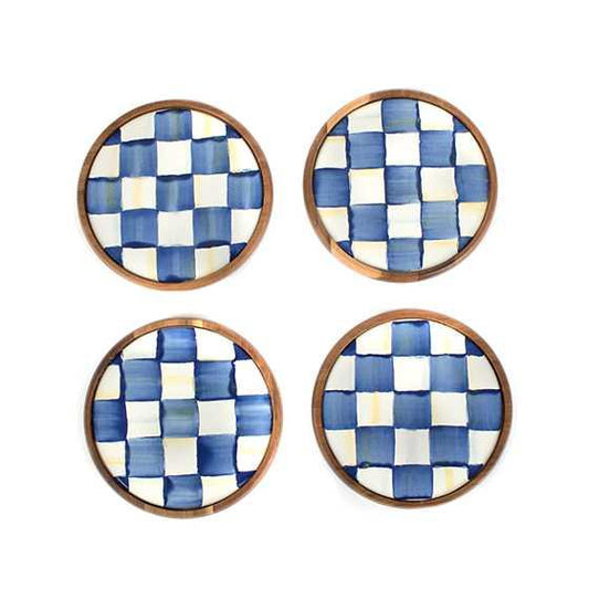 Royal Check Enamel Coasters - Set of 4 (Mackenzie Childs) - Gallery Gifts Online 