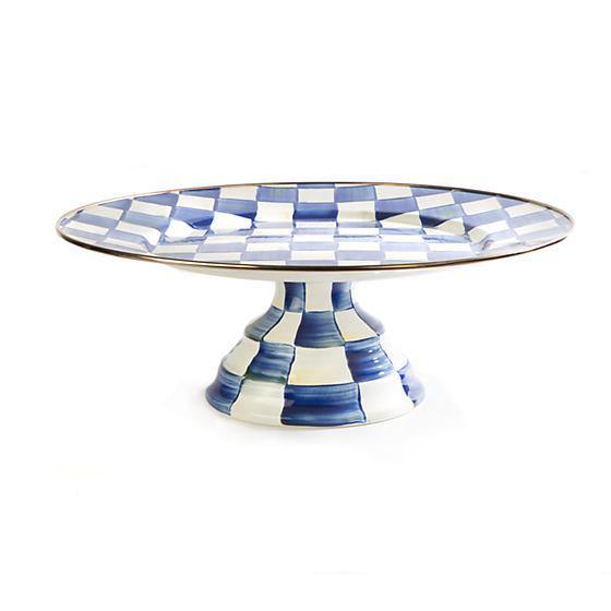Royal Check Enamel Pedestal Platter - Large (Mackenzie Childs) - Gallery Gifts Online 