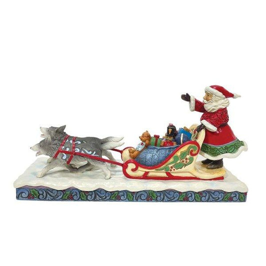 Santa in Dog Sled with Toys Figurine (Christmas Ornaments) - Gallery Gifts Online 