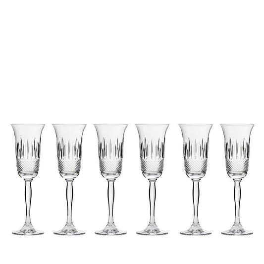 Six Champagne Flutes- Eternity (Royal Scot Crystal) - Gallery Gifts Online 