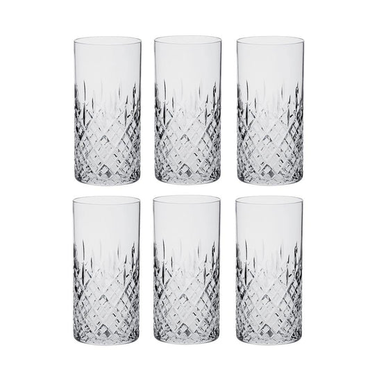 Six Tall Tumblers - London (Royal Scot Crystal) - Gallery Gifts Online 