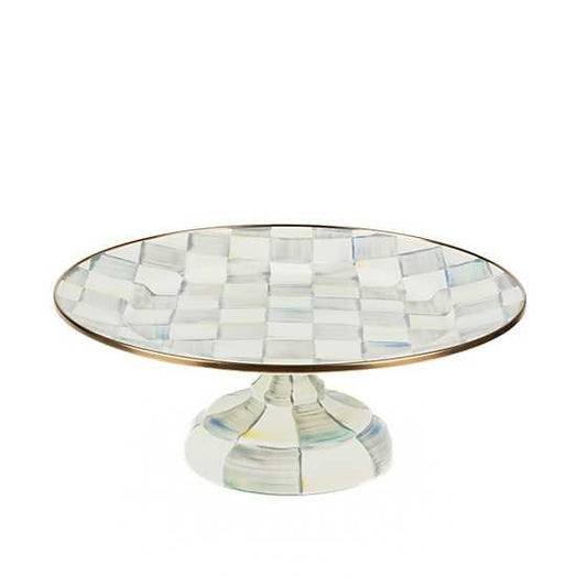 Sterling Check Enamel Pedestal Platter - Small (Mackenzie Childs) - Gallery Gifts Online 