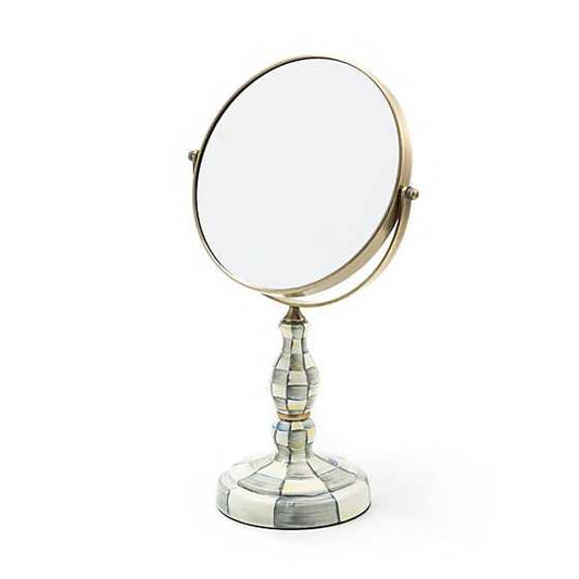 Sterling Check Enamel Vanity Mirror (Mackenzie Childs) - Gallery Gifts Online 