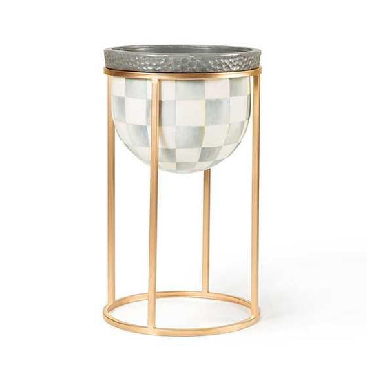 Sterling Check Plant Stand - Short (Mackenzie Childs) - Gallery Gifts Online 