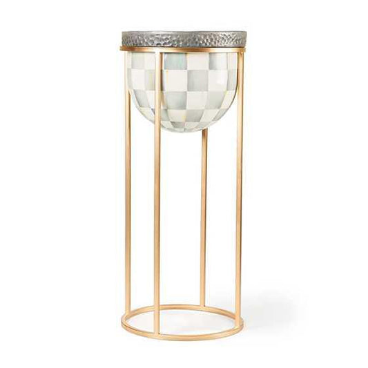 Sterling Check Plant Stand - Tall (Mackenzie Childs) - Gallery Gifts Online 