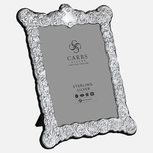 Traditional Sterling Silver Photo Frame With Grey Velvet Back - 8" x 6" (Carrs of Sheffield) - Gallery Gifts Online 