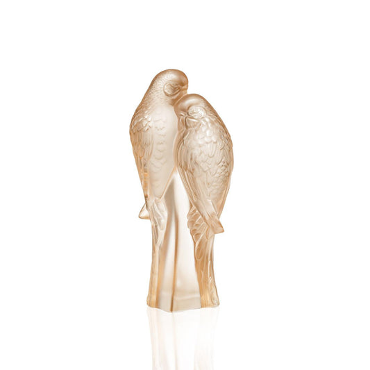 Two Parakeets Figure Gold Luster (Lalique) - Gallery Gifts Online 