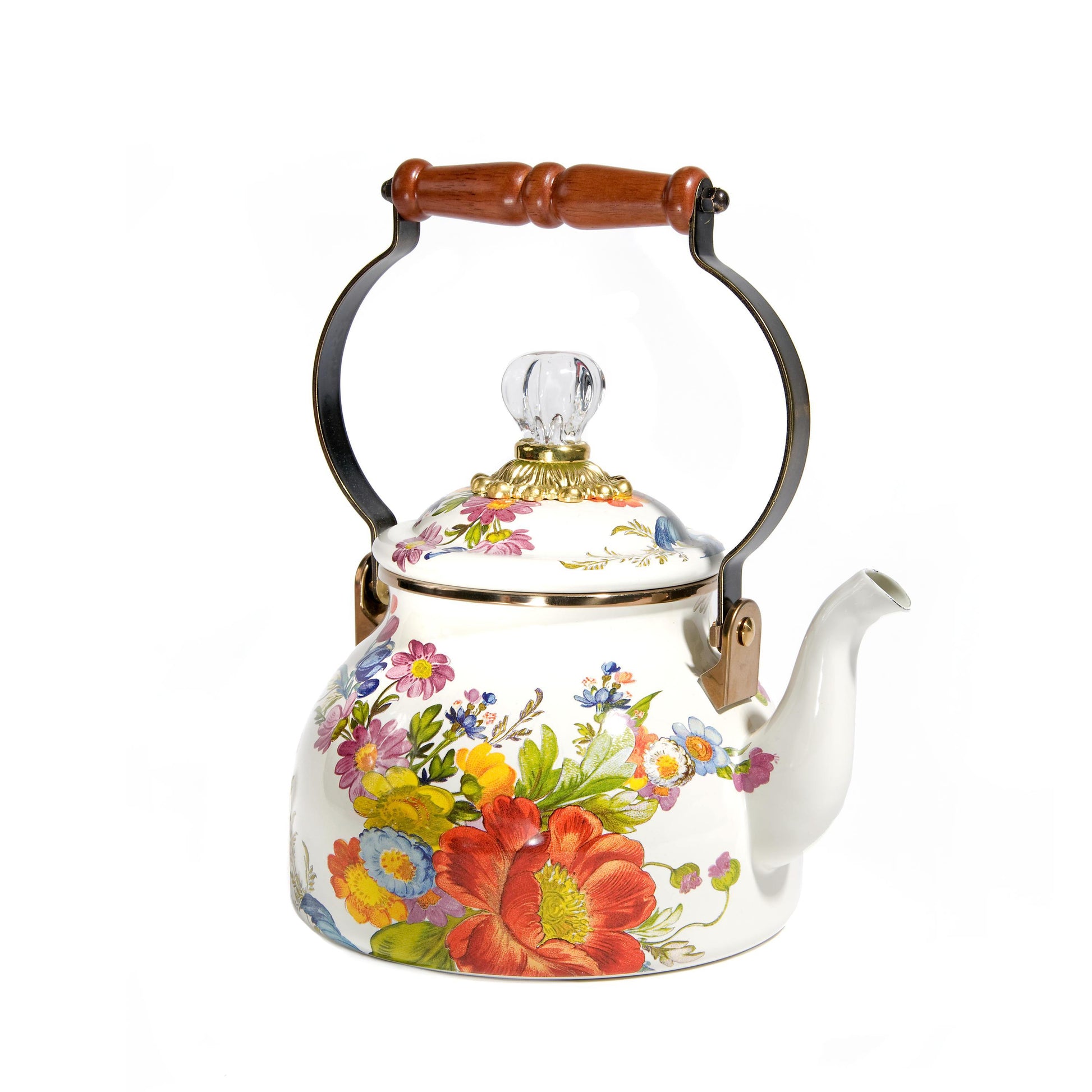 White Flower Market Tea Kettle - 2.8L (Mackenzie Childs) - Gallery Gifts Online 