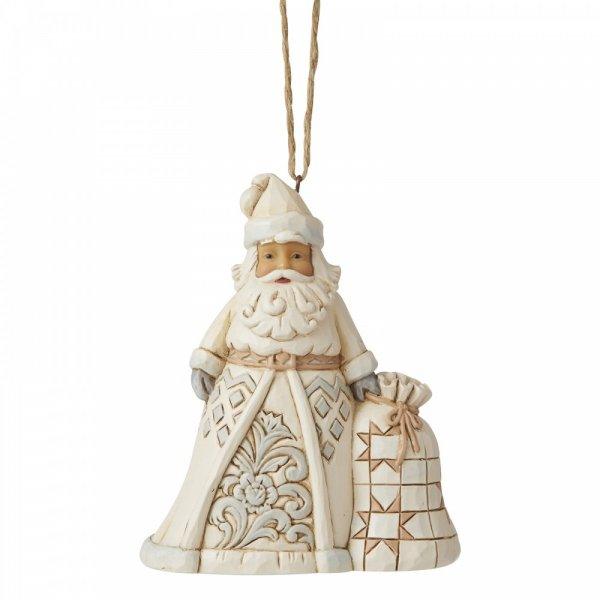 White Woodland Santa Hanging Ornament (Christmas Ornaments) - Gallery Gifts Online 