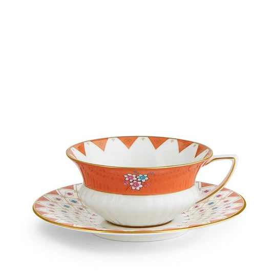 Wonderlust Peony Diamond Teacup and Saucer (Wedgwood) - Gallery Gifts Online 