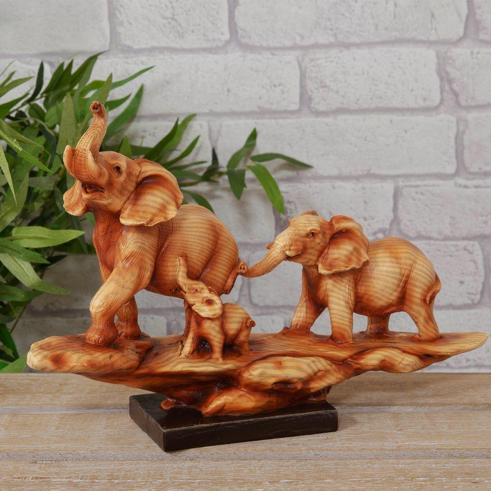 Wood Effect - Elephant Family (Widdop) - Gallery Gifts Online 